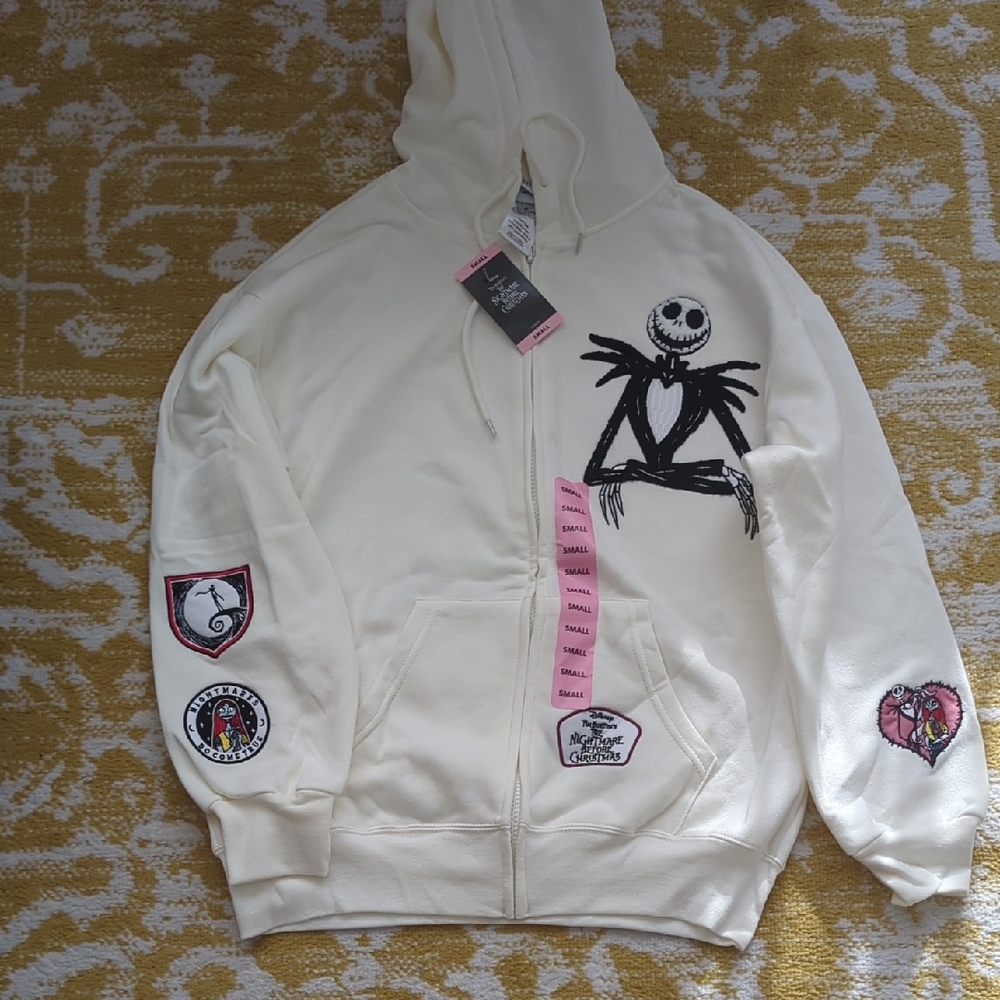 Disney Cream Zip-Up Hoodie with Character Patches